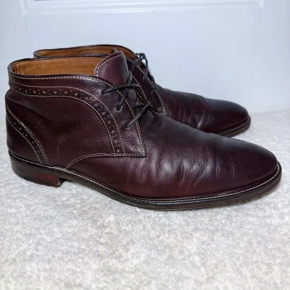 Johnston Murphy Mens 12M Warner Chukka Boots Mahogany Leather Ankle 20-3874